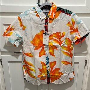 Tropical Leaf Print Men's Shirt